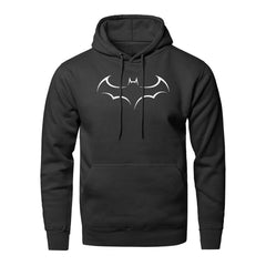 Men Bat print solid color fleece plus thick sweatshirts hooded hoodies new style trend print spring autumn casual clothes