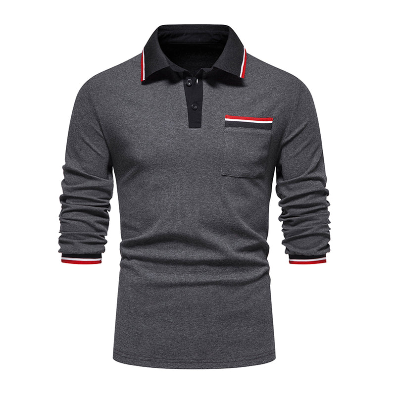 New Classic Fashion Men's Polo Shirt Men's Casual Long-sleeved Casual Polo Shirt High Quality Polo