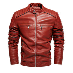 Men Jacket Coffee Leather Jacket Men Motorcycle Jacket Fashion Streetwear Biker Coat Slim Fit Autumn Winter Coat Men Fur Lined