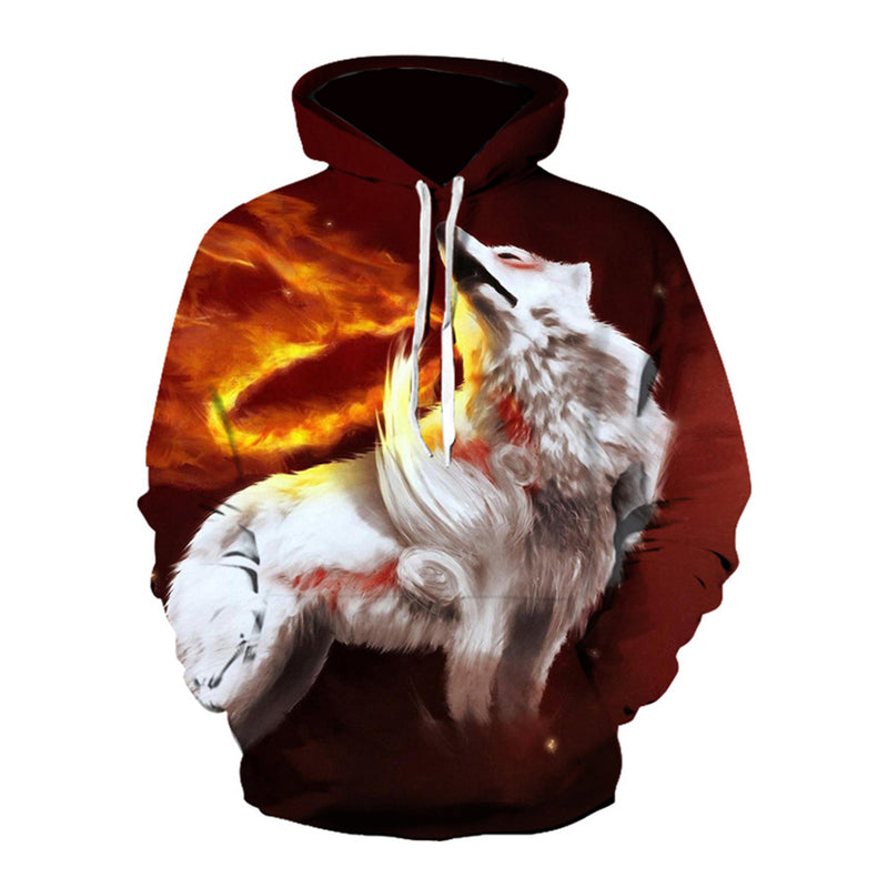 NEW FASHION HOODIES MEN LONG SLEEVE FASHION ICE AND FIRE EYES WOLF PRINTED MEN SWEATSHIRT STREETWEAR CLOTHES HARAJUKU HOODIE