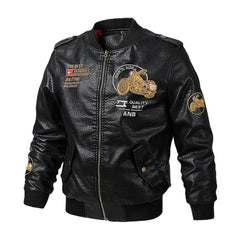 Leather Jacket Slim Fit Coat Men Stand Collar PU Coats Biker Jackets Casual Motorcycle Faux Fur Jacket Fleece