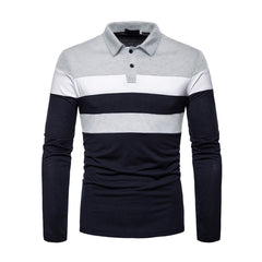 Men Long Sleeve Polo Shirt Contrast Color Polo New Clothing Four Seasons Streetwear Casual Fashion Men Tops