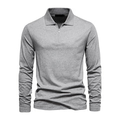 Long Sleeve Men's Polo Shirts 100% Cotton Solid Color Casual Polo Shirts for Men New Spring Autumn Basic Polo's Men