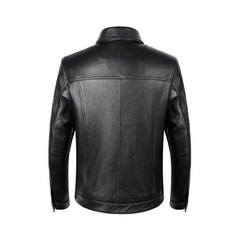 Men's Classic Genuine Leather Jackets Slim Fit Black Cowhide Leather Jacket Male Spring Autumn Casual Single Breasted Coat