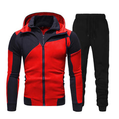 Men Tracksuit Double Zipper Two Pieces Set Men's Sportswear Male Jacket Hoodie & Pants Sweat suit