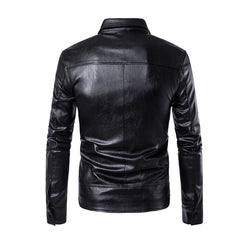 Men Soft PU Leather Jacket Pockets Black Plus Size Size Motorcycle Jacket Clothing Jacket