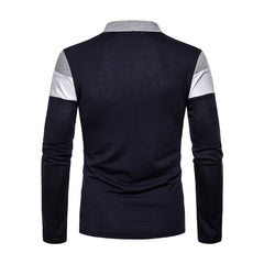 Men Long Sleeve Polo Shirt Contrast Color Polo New Clothing Four Seasons Streetwear Casual Fashion Men Tops