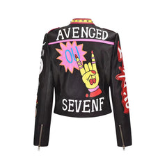 Men's Jacket Hip Hop Badges Buttonhole Faux Leather Punk Rock Jackets Slim Motorcycle 3D Outwear Male Female