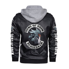 SONS OF ODIN BERSERKER Print PU Leather Rock Punk Jackets Black Motorcycle Jacket Men Casual Autumn Winter Leather Coat