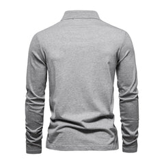 Long Sleeve Men's Polo Shirts 100% Cotton Solid Color Casual Polo Shirts for Men New Spring Autumn Basic Polo's Men