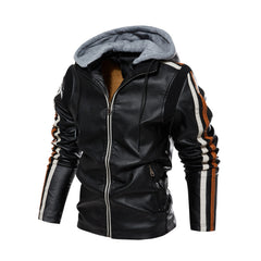 Leather Hooded Men Jacket Autumn Motorcycle Thicken Pu Leather Jackets Casual Windbreaker