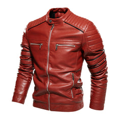 Men Jacket Coffee Leather Jacket Men Motorcycle Jacket Fashion Streetwear Biker Coat Slim Fit Autumn Winter Coat Men Fur Lined