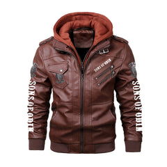 SONS OF ODIN BERSERKER Print PU Leather Rock Punk Jackets Brown Motorcycle Jacket Men Casual Autumn Winter Leather Coat