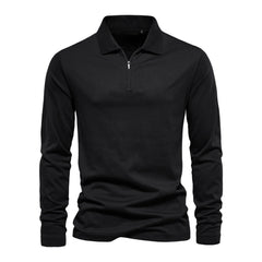 Long Sleeve Men's Polo Shirts 100% Cotton Solid Color Casual Polo Shirts for Men New Spring Autumn Basic Polo's Men