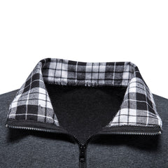 New Classic Fashion Men's Polo Shirt Men's Casual Long-sleeved Casual High Quality Long Sleeve Zip Collar Check Polo Shirt