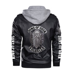 SONS OF ODIN BERSERKER Print PU Leather Rock Punk Jackets Black Motorcycle Jacket Men Casual Autumn Winter Leather Coat