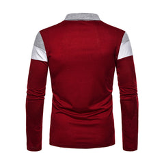 Men Long Sleeve Polo Shirt Contrast Color Polo New Clothing Four Seasons Streetwear Casual Fashion Men Tops