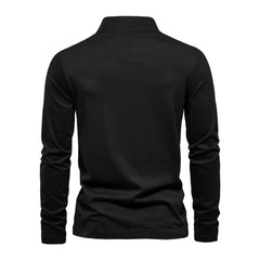 Long Sleeve Men's Polo Shirts 100% Cotton Solid Color Casual Polo Shirts for Men New Spring Autumn Basic Polo's Men