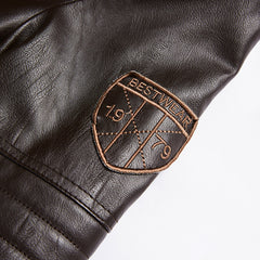 Leather Jacket Slim Fit Coat Men Stand Collar PU Coats Biker Jackets Casual Motorcycle Faux Fur Jacket Fleece