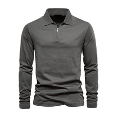 Long Sleeve Men's Polo Shirts 100% Cotton Solid Color Casual Polo Shirts for Men New Spring Autumn Basic Polo's Men