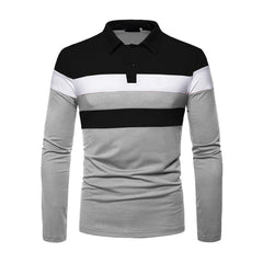 Men Long Sleeve Polo Shirt Contrast Color Polo New Clothing Four Seasons Streetwear Casual Fashion Men Tops