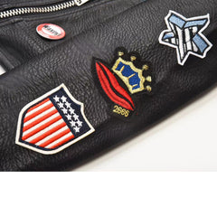 Men's Jacket Hip Hop Badges Buttonhole Faux Leather Punk Rock Jackets Slim Motorcycle 3D Outwear Male Female