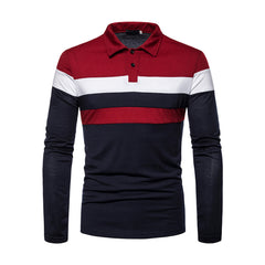 Men Long Sleeve Polo Shirt Contrast Color Polo New Clothing Four Seasons Streetwear Casual Fashion Men Tops