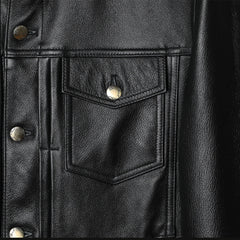 Men's Classic Genuine Leather Jackets Slim Fit Black Cowhide Leather Jacket Male Spring Autumn Casual Single Breasted Coat